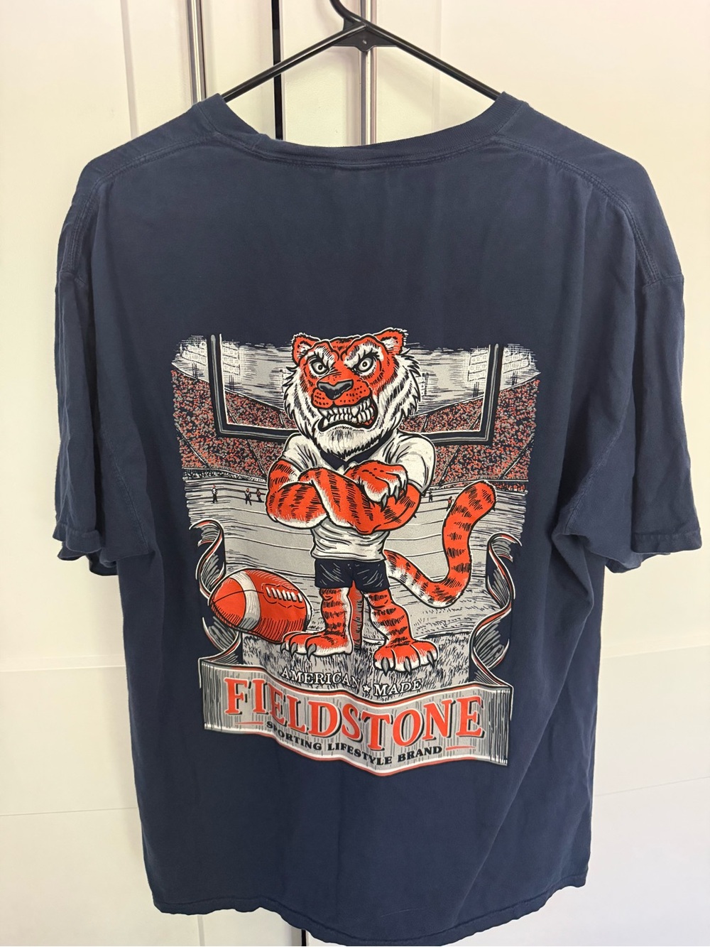 Fieldstone Men’s Navy Short-Sleeve Tiger Graphic Tee - Orange Accent